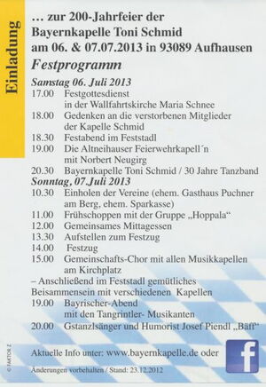 Einladung zur 200-Jahrfeier